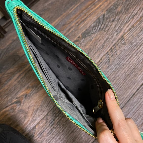 Merona Teal Faux Leather Clutch Wallet with Tassel Detail - Picture 4 of 5